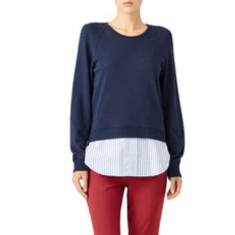 Derek Lam Crosby 10 Skirted Pullover Crew Neck Sweatshirt